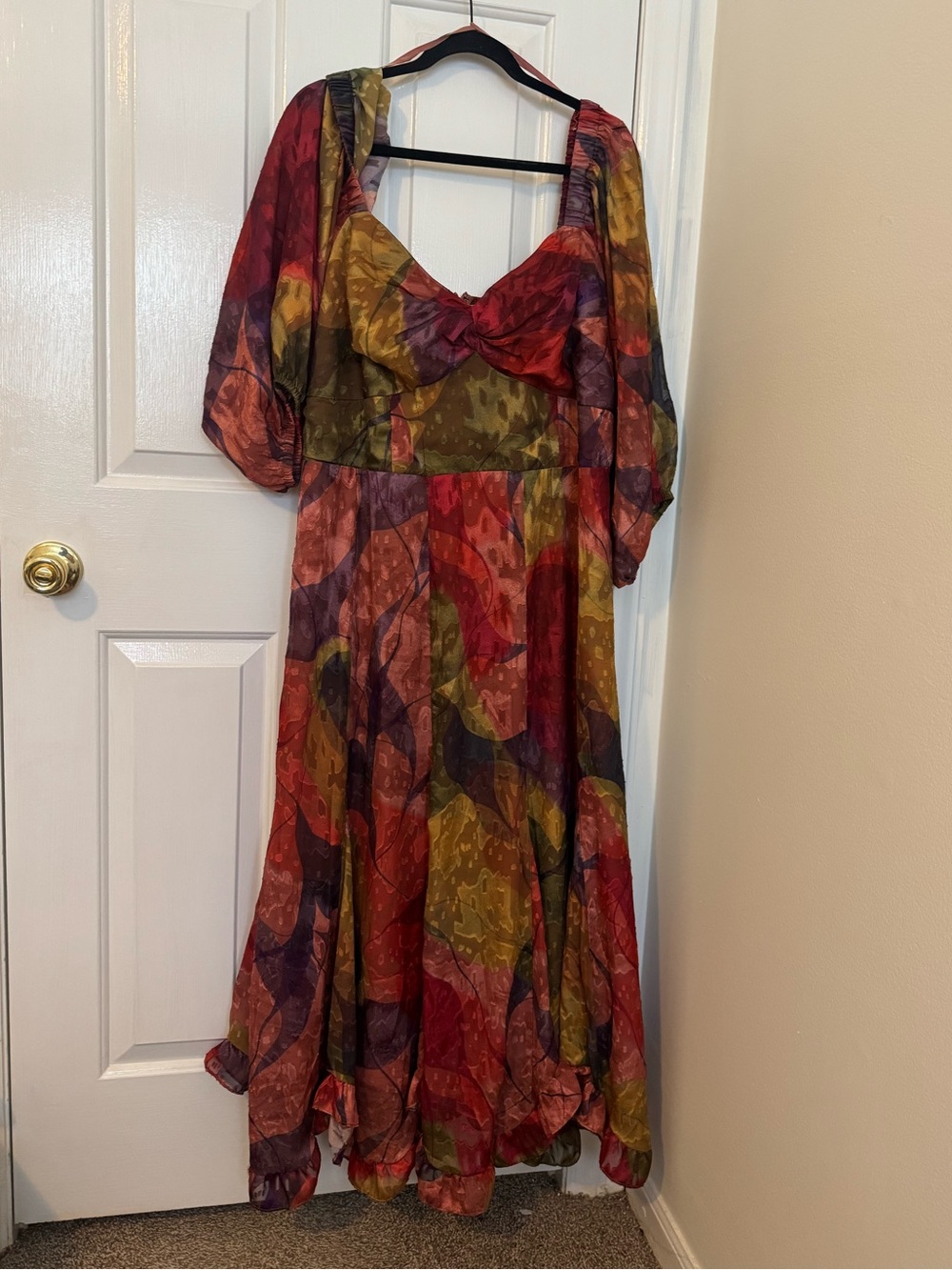 Hutch Multi-Color Floral Print Wedding Dress - Red, Olive, Purple